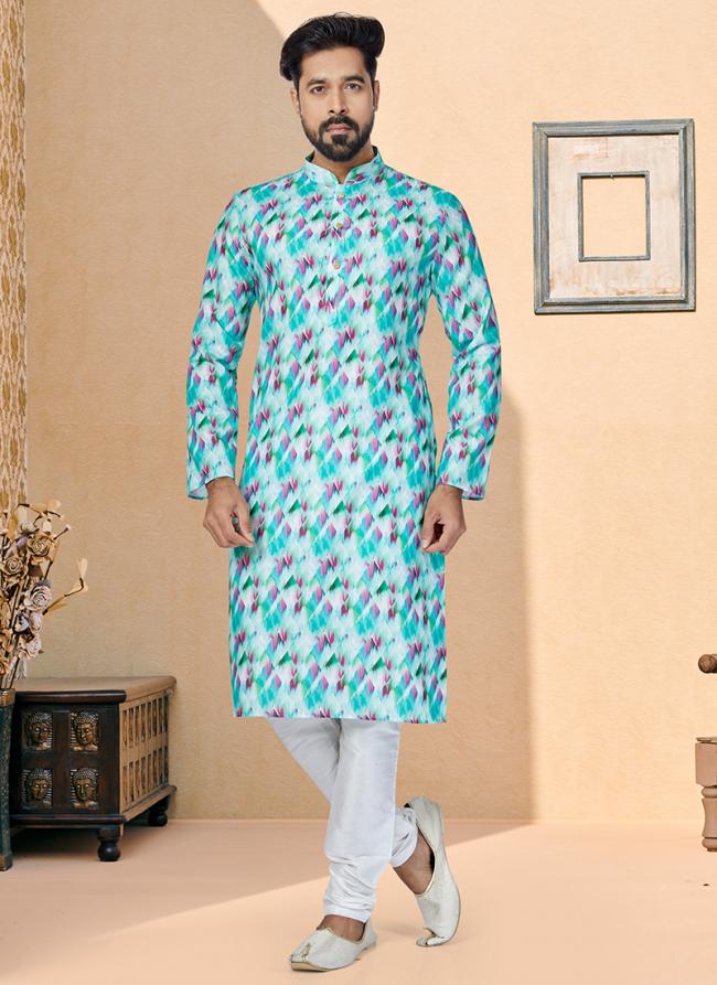 Dhupion Silk Multi Color Festival Wear Printed Readymade Kurta Pajama